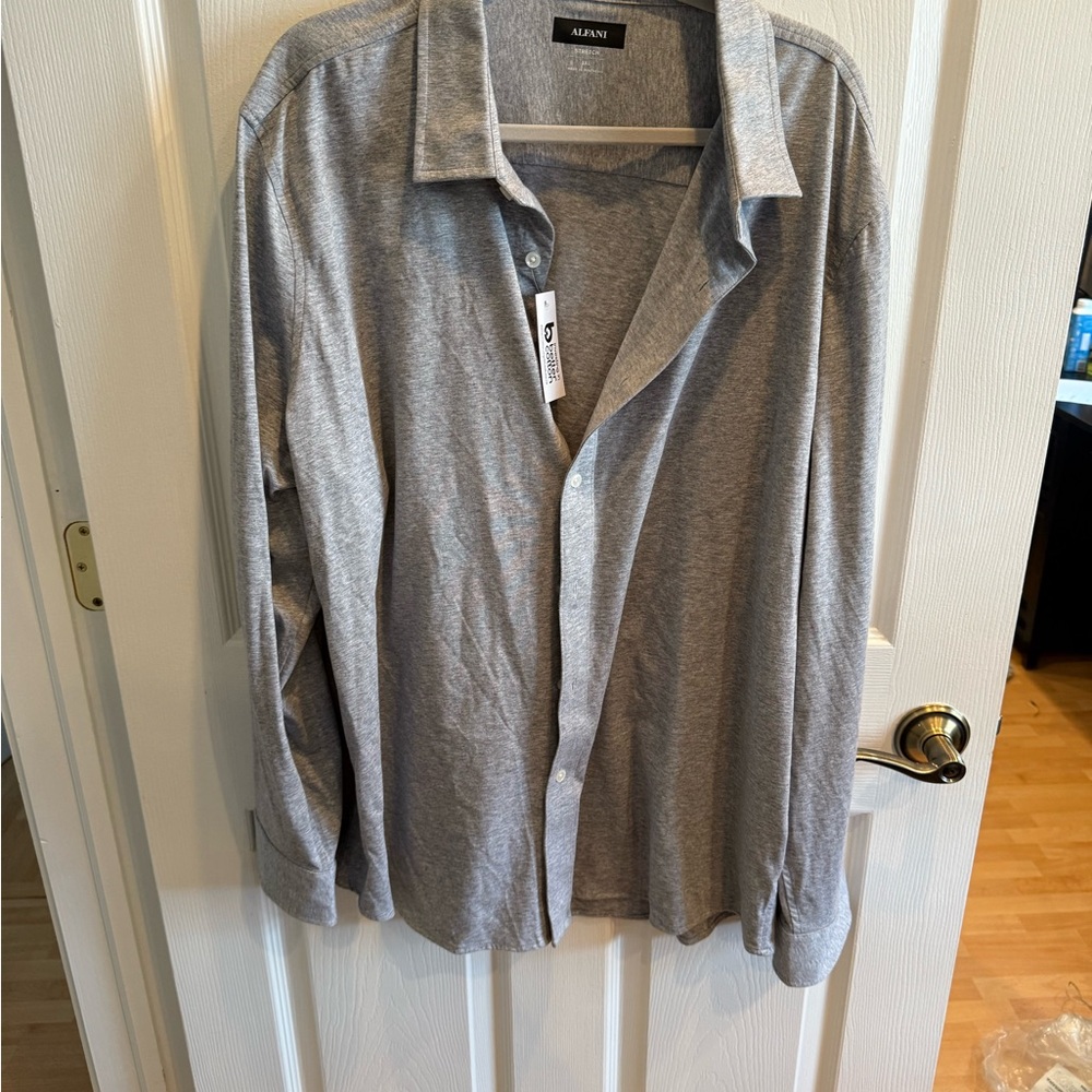 Alfani Light Gray Casual Button Down Shirt
